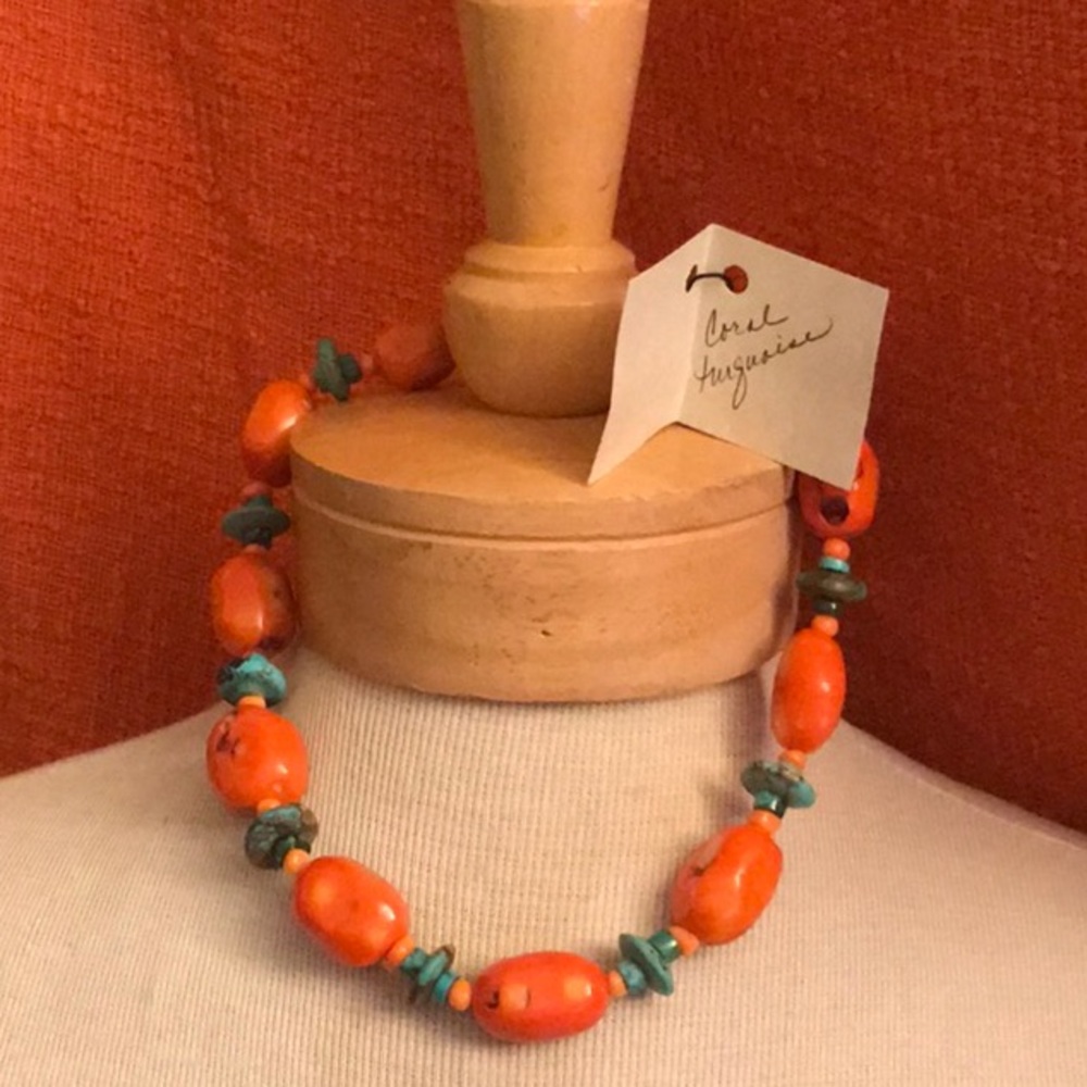 Turquoise and Coral necklace |Nancy Kinnison